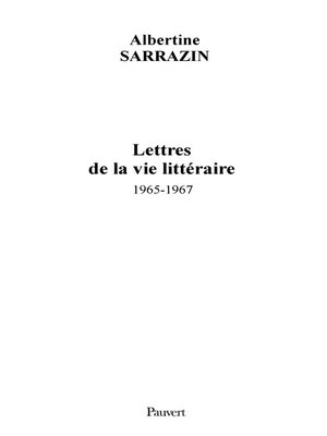 cover image of Lettres de la vie littéraire (1965-1967)